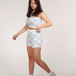 Jacquard Knitted Crop Top Blue