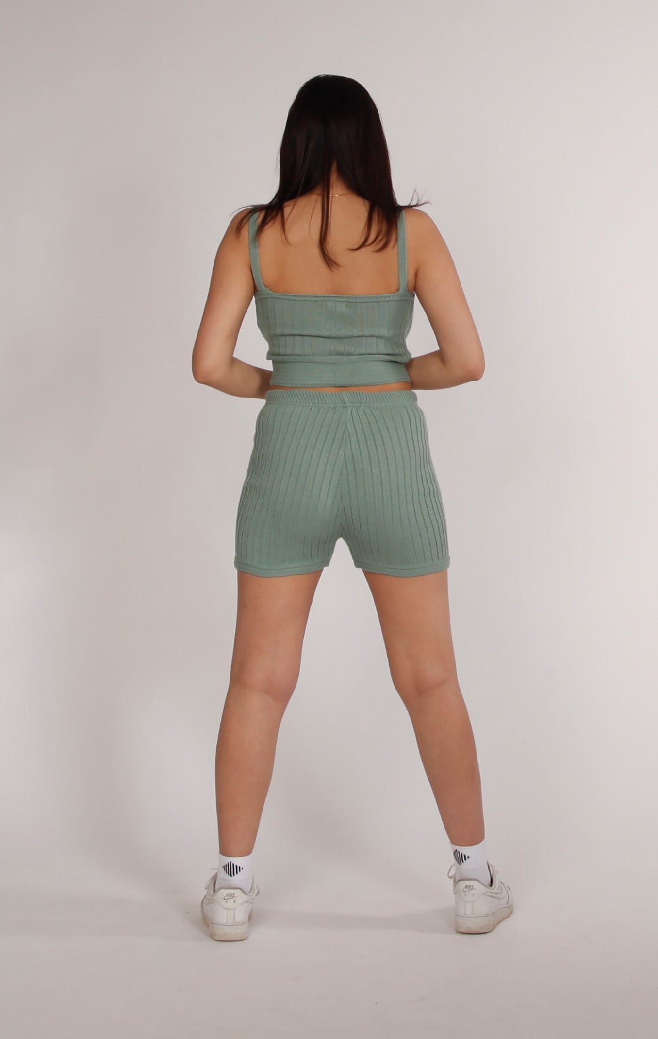 Heavy Stripe knitted Shorts Green